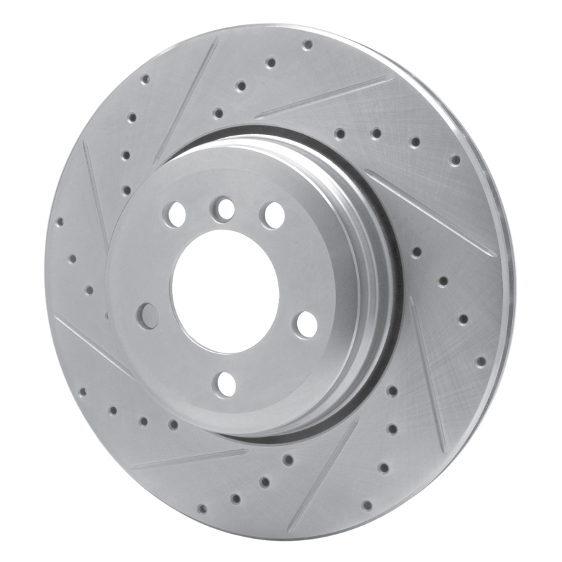 BMW 760LI Brake Rotor (1) - Rear Left - R1 Concepts - Drilled & Slotted - Silver - `02-`05